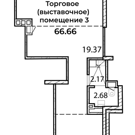 Фотография Административно-торговое  помещение 66,66м2 в доме 2Б по генплану МК Фарфоровый - фото 5