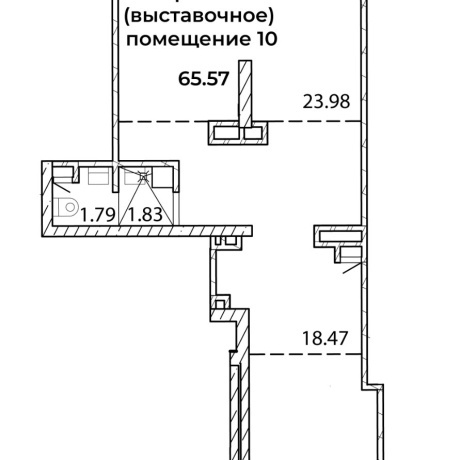 Фотография Административно-торговое  помещение 65,57м2 в доме 2Б по генплану МК Фарфоровый - фото 3