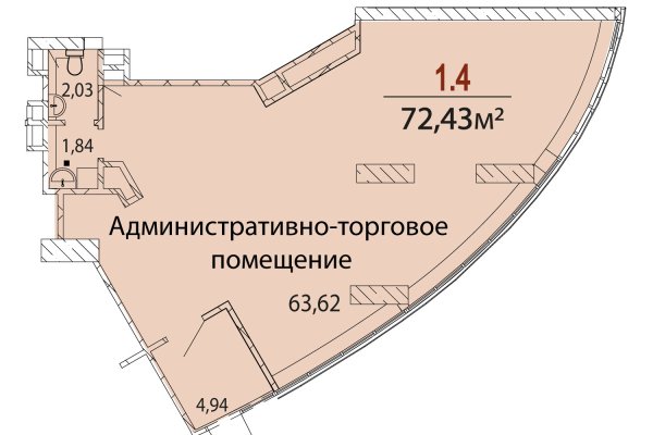 Торговое помещение 69,6м2 от Застройщика на 1 этаже строящегося БЦ ЭЛЛИПС, МК Фарфоровый, центр Минска - фото 9