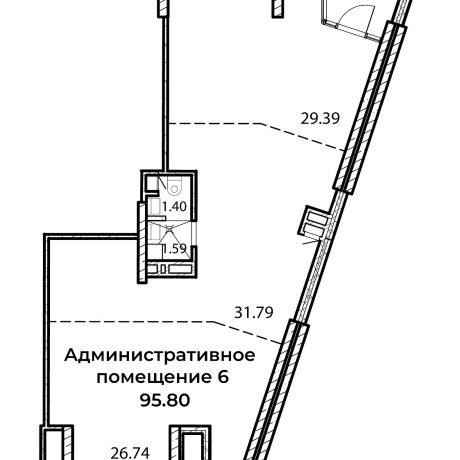 Фотография Административно-торговое  помещение 95,80м2 в доме 2Б по генплану МК Фарфоровый - фото 2