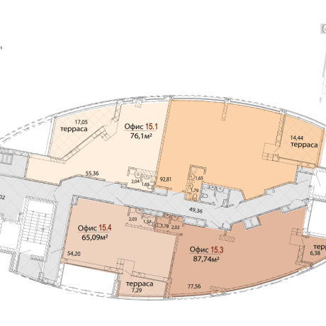 Фотография Административно-торговые  помещения 43-90м2 от Застройщика в БЦ ЭЛЛИПС МК Фарфоровый, 1500-2500 долл/м2 - фото 9