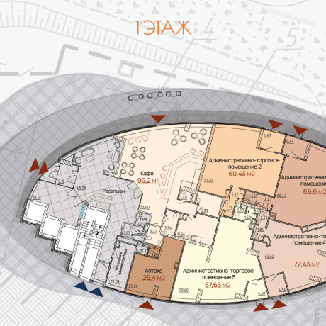 Фотография Торговое помещение 69,6м2 от Застройщика на 1 этаже строящегося БЦ ЭЛЛИПС, МК Фарфоровый, центр Минска - фото 6