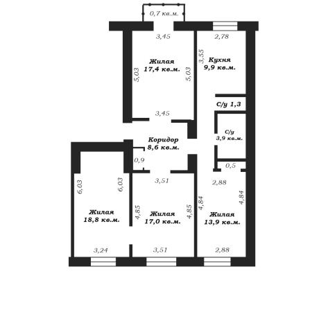 Фотография 4-комнатная квартира по адресу НЕЗАВИСИМОСТИ, 19 - фото 2