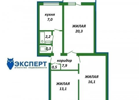 3-комнатная квартира по адресу Сосновый Бор ул., д. 9 - фото 16
