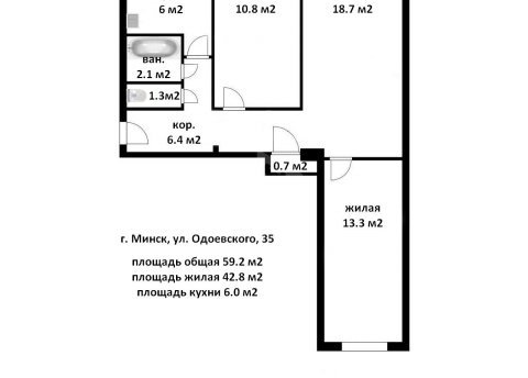 3-комнатная квартира по адресу Одоевского ул., д. 35 - фото 11