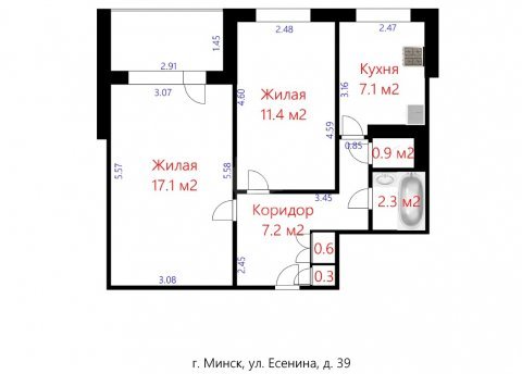 2-комнатная квартира по адресу ЕСЕНИНА, 39 - фото 17