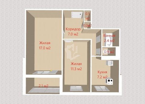 2-комнатная квартира по адресу ГОЛУБЕВА, 14 - фото 20