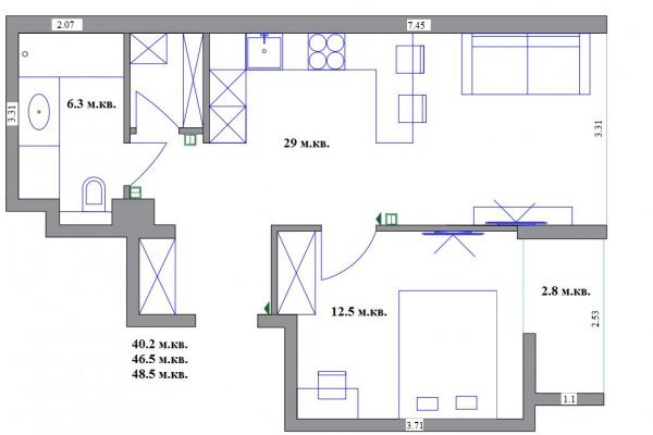 2-комнатная квартира по адресу Макаенка ул., д. 12 к. Г - фото 14