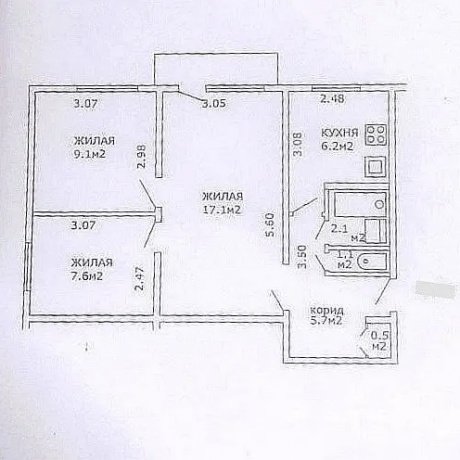 Фотография 3-комнатная квартира по адресу Рокоссовского просп., д. 91 - 19