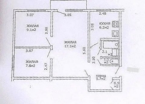 3-комнатная квартира по адресу Рокоссовского просп., д. 91 - фото 19