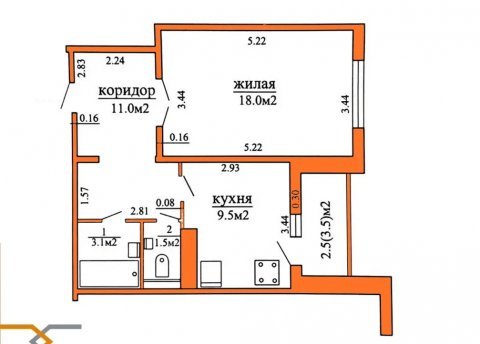 1-комнатная квартира по адресу Гошкевича ул., д. 18 - фото 10