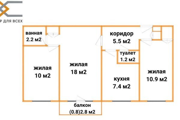 3-комнатная квартира по адресу Кнорина ул., д. 10 к. а - фото 13