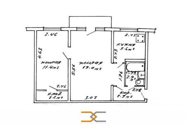 2-комнатная квартира по адресу Харьковская ул., д. 76 - фото 13