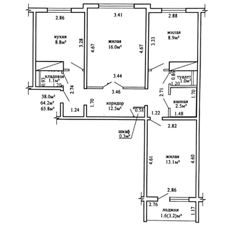 Фотография 3-комнатная квартира по адресу Рокоссовского просп., д. 60 к. 1 - фото 3