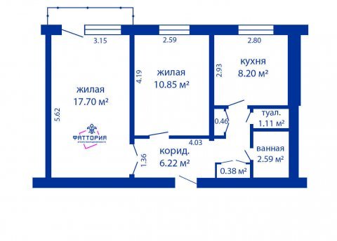 2-комнатная квартира по адресу Белинского ул., д. 9 - фото 14