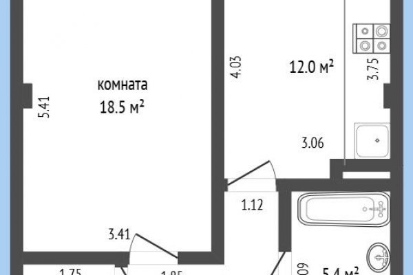 1-комнатная квартира по адресу Дзержинского просп., д. 119 - фото 1