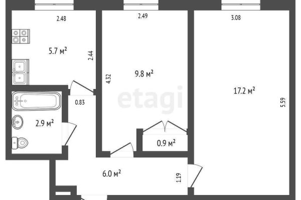 2-комнатная квартира по адресу Народная ул., д. 26 к. 2 - фото 1