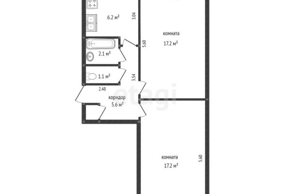 2-комнатная квартира по адресу Рокоссовского просп., д. 91 - фото 1