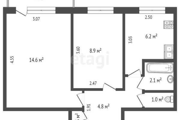2-комнатная квартира по адресу Славинского ул., д. 19 - фото 17