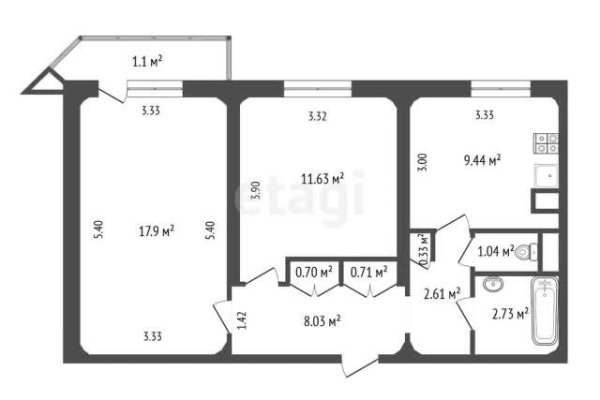 2-комнатная квартира по адресу Тимошенко ул., д. 20 к. 3 - фото 15