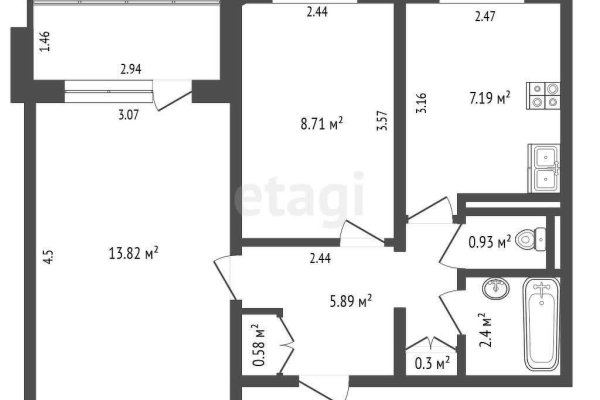 2-комнатная квартира по адресу Рокоссовского просп., д. 105 - фото 4