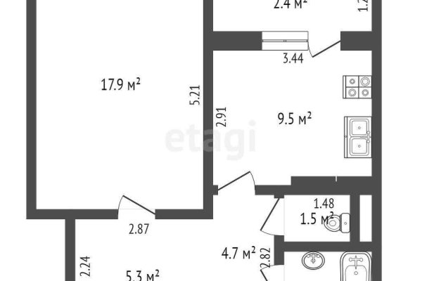 1-комнатная квартира по адресу Парковая ул., д. 3 к. А - фото 2