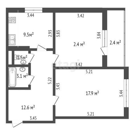 Фотография 2-комнатная квартира по адресу Шаранговича ул., д. 2 - фото 15