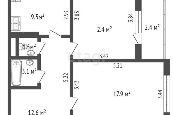2-комнатная квартира по адресу Шаранговича ул., д. 2 - фото 15
