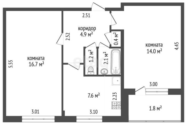 2-комнатная квартира по адресу Пушкина просп., д. 44 - фото 2
