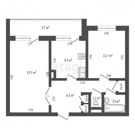 Фотография 2-комнатная квартира по адресу Победителей просп., д. 53 к. 1 - 4