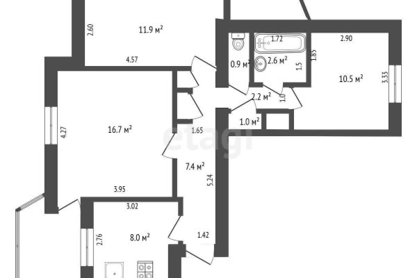 3-комнатная квартира по адресу Линейная ул., д. 8 к. А - фото 13