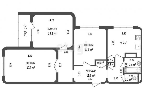 3-комнатная квартира по адресу Одинцова ул., д. 55 - фото 3