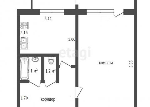 1-комнатная квартира по адресу Пушкина просп., д. 38 - фото 2