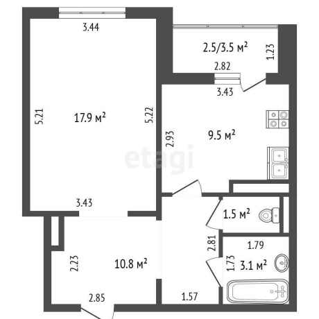 Фотография 1-комнатная квартира по адресу Скорины ул., д. 45 - фото 3
