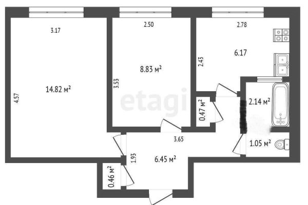 2-комнатная квартира по адресу Некрасова ул., д. 12 - фото 4