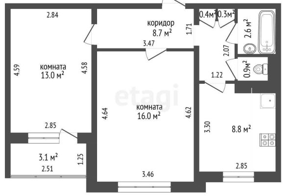 2-комнатная квартира по адресу Одинцова ул., д. 71 к. 4 - фото 20