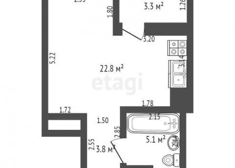 1-комнатная квартира по адресу Жуковского ул., д. 16 - фото 20