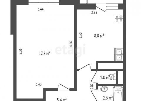 1-комнатная квартира по адресу Шаранговича ул., д. 49 к. 4 - фото 2