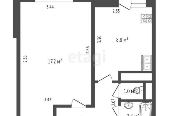 1-комнатная квартира по адресу Шаранговича ул., д. 49 к. 4 - фото 2