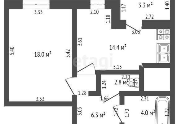 2-комнатная квартира по адресу Громова ул., д. 26 - фото 20