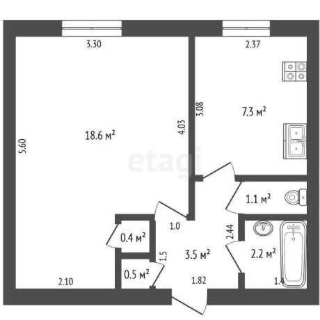 Фотография 1-комнатная квартира по адресу Мирная ул., д. 1 - фото 15