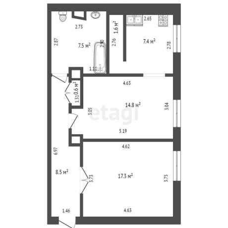 Фотография 2-комнатная квартира по адресу Казарменный пер., д. 5 к. А - фото 2