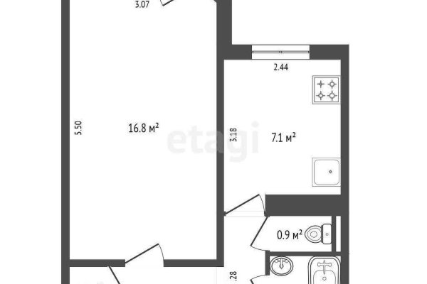 1-комнатная квартира по адресу Бородинская ул., д. 17 - фото 2