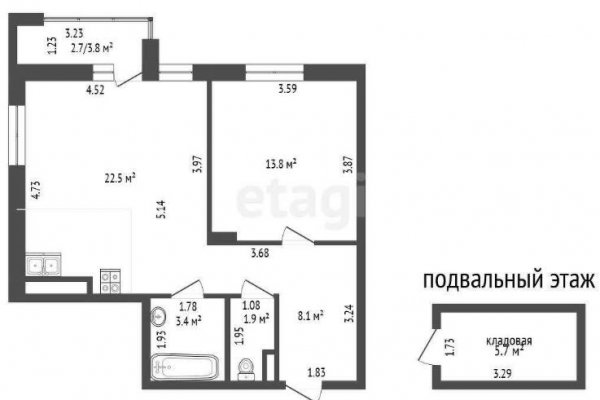 2-комнатная квартира по адресу Нововиленская ул., д. 45 - фото 2