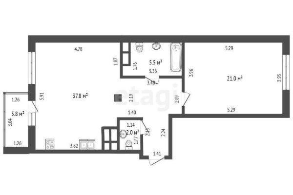 2-комнатная квартира по адресу Дзержинского просп., д. 34 - фото 2