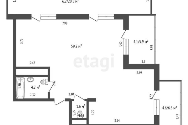 2-комнатная квартира по адресу Солнечный Пляж ул., д. 19 - фото 2