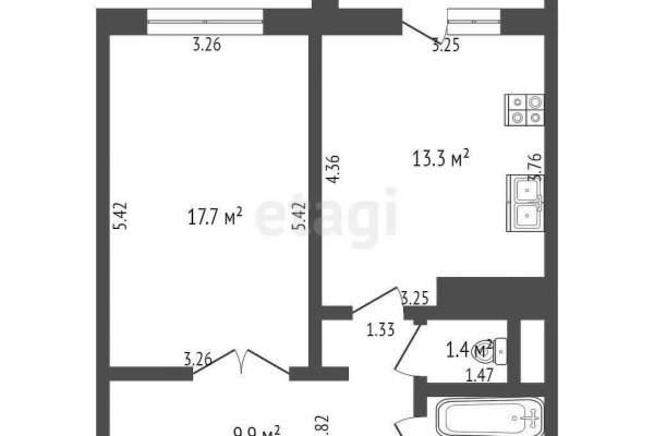 1-комнатная квартира по адресу Шаранговича ул., д. 84 - фото 5