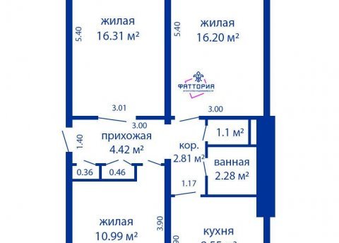 3-комнатная квартира по адресу Молодежная ул., д. 14 - фото 20