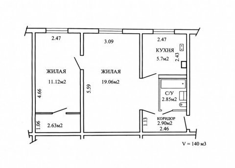 2-комнатная квартира по адресу Искалиева ул., д. 6 - фото 13