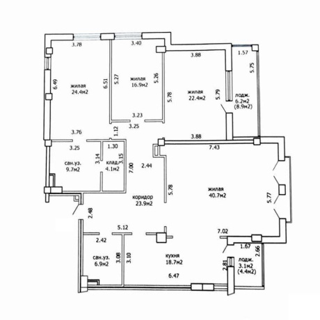 Фотография 4-комнатная квартира по адресу Коласа ул., 34Б - фото 3